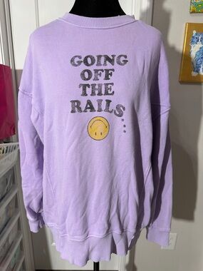 aerie Lavender Oversized Logo Pullover Sweatshirt